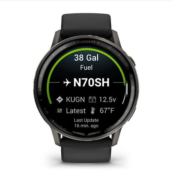 Смарт-годинник Garmin D2 Air X15 сланцевий з чорним силіконовим ремінцем