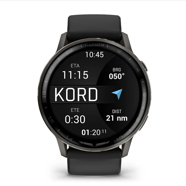 Смарт-годинник Garmin D2 Air X15 сланцевий з чорним силіконовим ремінцем