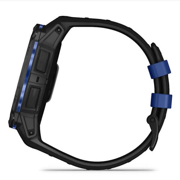 Garmin Instinct 3 (50mm) AMOLED Smartwatch, Black with Black and Blue Strap