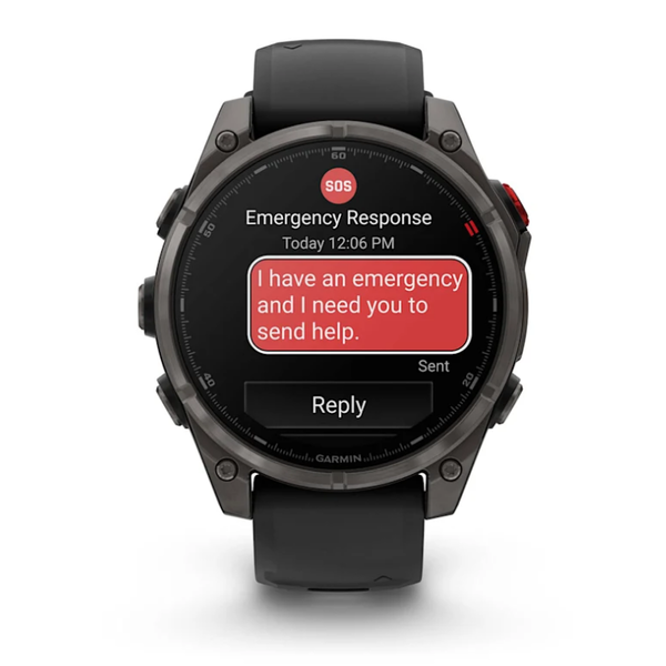 Смарт-годинник Garmin Fenix ​​8 Pro (47 mm) AMOLED Sapphire, титан Carbon Gray DLC із силіконовим чорно-сірим ремінцем