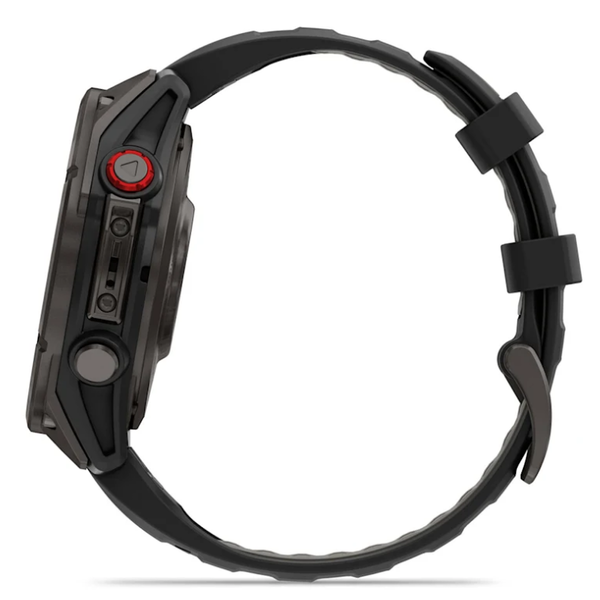 Смарт-годинник Garmin Fenix ​​8 Pro (47 mm) AMOLED Sapphire, титан Carbon Gray DLC із силіконовим чорно-сірим ремінцем