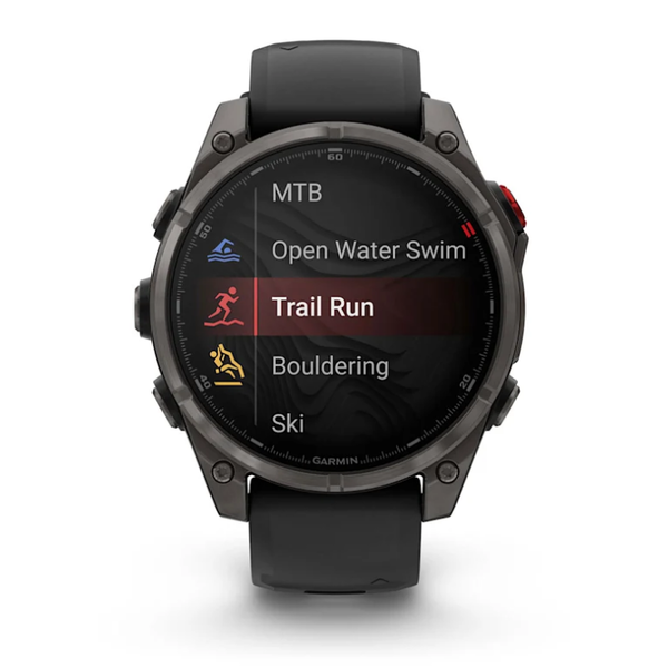 Смарт-годинник Garmin Fenix ​​8 Pro (47 mm) AMOLED Sapphire, титан Carbon Gray DLC із силіконовим чорно-сірим ремінцем