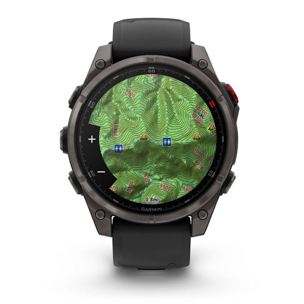 Смарт-годинник Garmin Fenix ​​8 Pro (47 mm) AMOLED Sapphire, титан Carbon Gray DLC із силіконовим чорно-сірим ремінцем