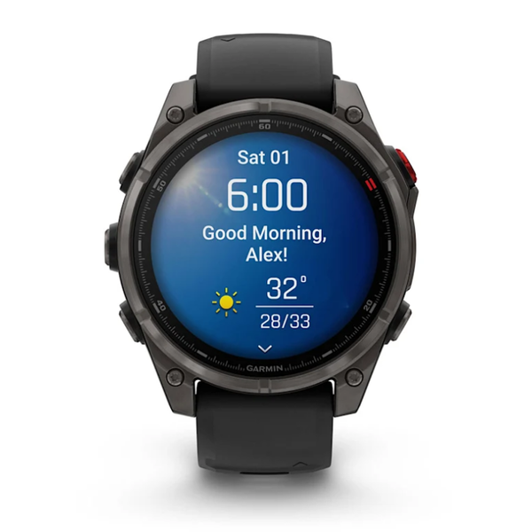 Смарт-годинник Garmin Fenix ​​8 Pro (47 mm) AMOLED Sapphire, титан Carbon Gray DLC із силіконовим чорно-сірим ремінцем