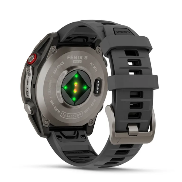 Garmin Fenix ​​8 Pro (47mm) AMOLED Sapphire Titanium Smartwatch with Graphite Black Silicone Strap