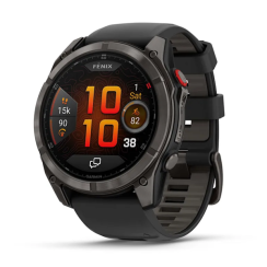Garmin Fenix ​​8 Pro (51mm) AMOLED Sapphire Smartwatch, Carbon Gray DLC Titanium with Black/Gray Silicone Strap