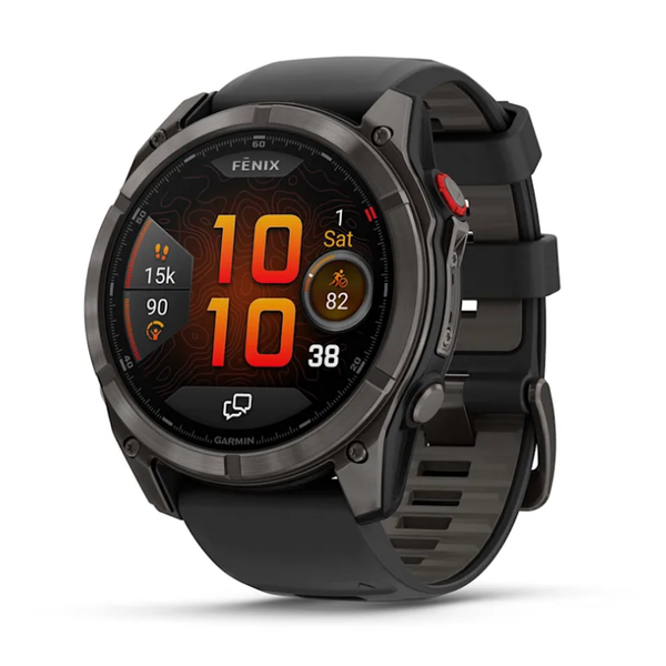 Смарт-часы Garmin Fenix ​​8 Pro (51 mm) AMOLED Sapphire, титан Carbon Gray DLC с силиконовым черно-серым ремешком