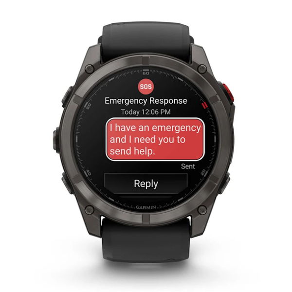 Смарт-часы Garmin Fenix ​​8 Pro (51 mm) AMOLED Sapphire, титан Carbon Gray DLC с силиконовым черно-серым ремешком