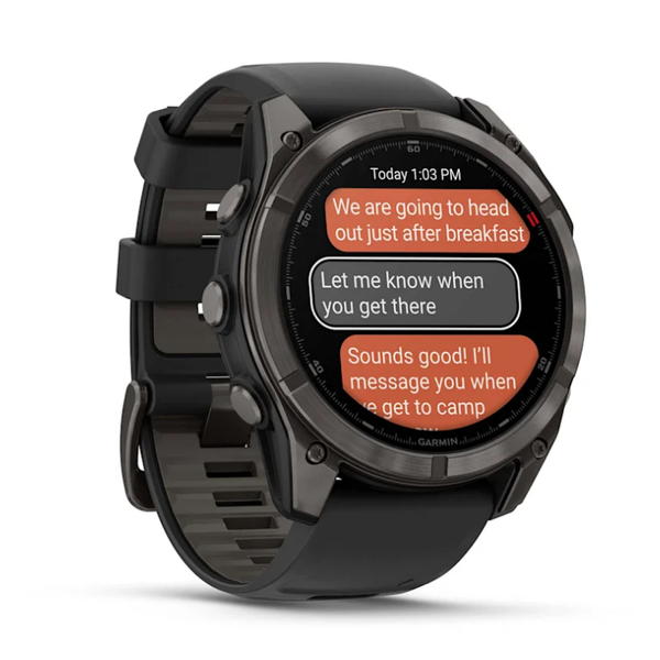 Смарт-часы Garmin Fenix ​​8 Pro (51 mm) AMOLED Sapphire, титан Carbon Gray DLC с силиконовым черно-серым ремешком