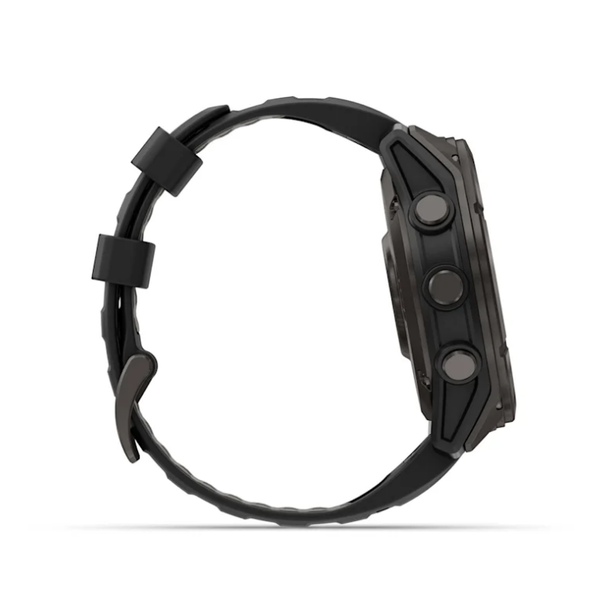 Смарт-часы Garmin Fenix ​​8 Pro (51 mm) AMOLED Sapphire, титан Carbon Gray DLC с силиконовым черно-серым ремешком