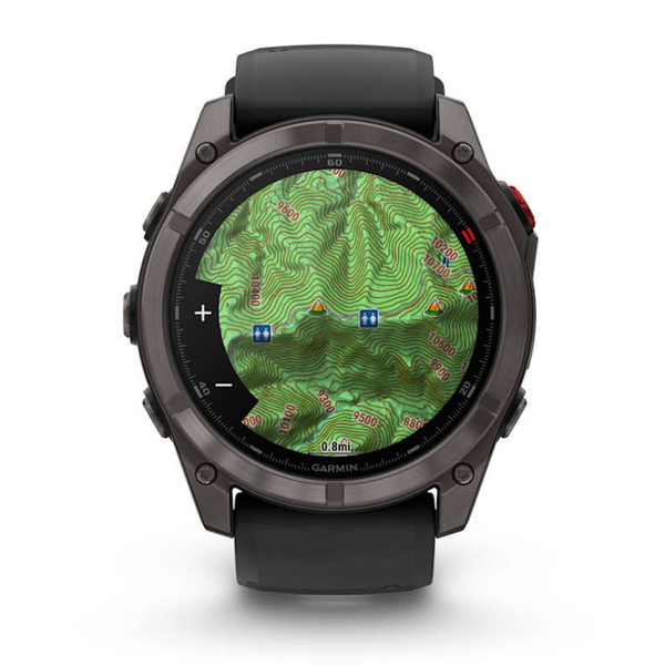 Смарт-часы Garmin Fenix ​​8 Pro (51 mm) AMOLED Sapphire, титан Carbon Gray DLC с силиконовым черно-серым ремешком