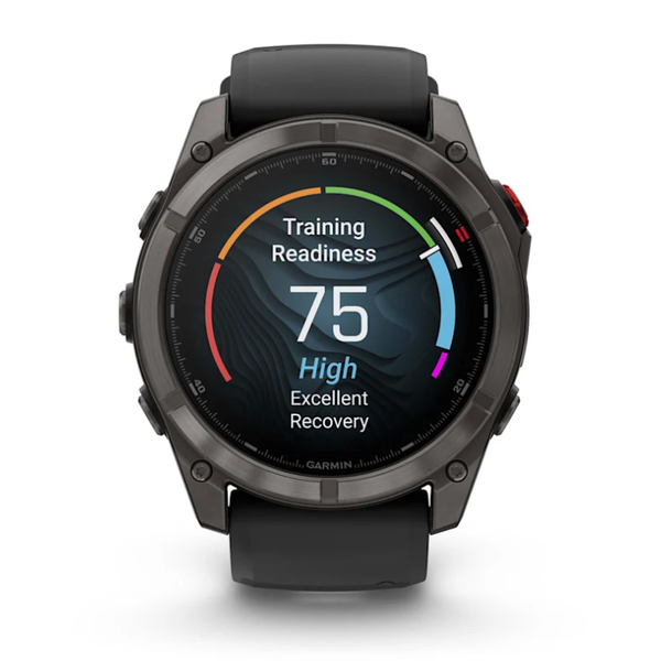 Смарт-часы Garmin Fenix ​​8 Pro (51 mm) AMOLED Sapphire, титан Carbon Gray DLC с силиконовым черно-серым ремешком