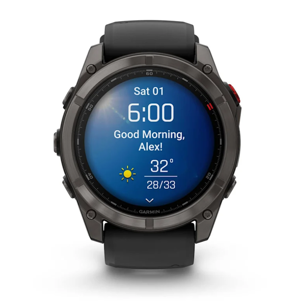 Смарт-часы Garmin Fenix ​​8 Pro (51 mm) AMOLED Sapphire, титан Carbon Gray DLC с силиконовым черно-серым ремешком