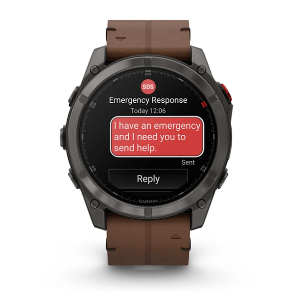 Смарт-часы Garmin Fenix ​​8 Pro (51 mm) AMOLED Sapphire, титан Carbon Gray DLC с каштановым кожаным ремешком