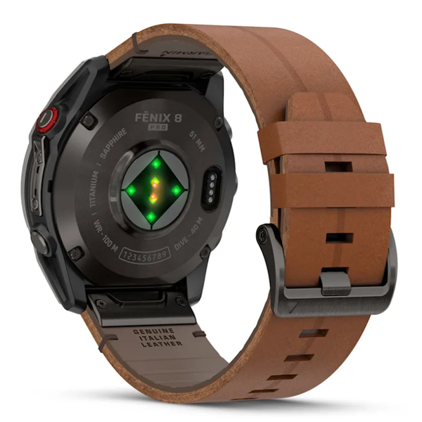 Смарт-часы Garmin Fenix ​​8 Pro (51 mm) AMOLED Sapphire, титан Carbon Gray DLC с каштановым кожаным ремешком