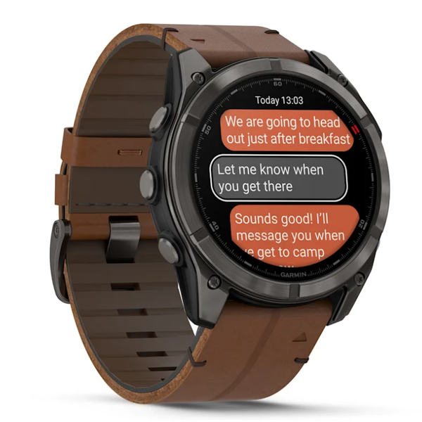 Смарт-часы Garmin Fenix ​​8 Pro (51 mm) AMOLED Sapphire, титан Carbon Gray DLC с каштановым кожаным ремешком