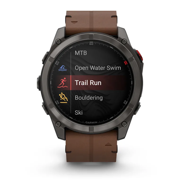 Смарт-часы Garmin Fenix ​​8 Pro (51 mm) AMOLED Sapphire, титан Carbon Gray DLC с каштановым кожаным ремешком