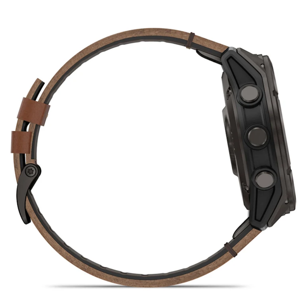 Смарт-часы Garmin Fenix ​​8 Pro (51 mm) AMOLED Sapphire, титан Carbon Gray DLC с каштановым кожаным ремешком