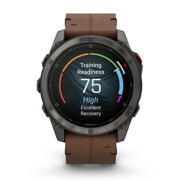 Смарт-часы Garmin Fenix ​​8 Pro (51 mm) AMOLED Sapphire, титан Carbon Gray DLC с каштановым кожаным ремешком