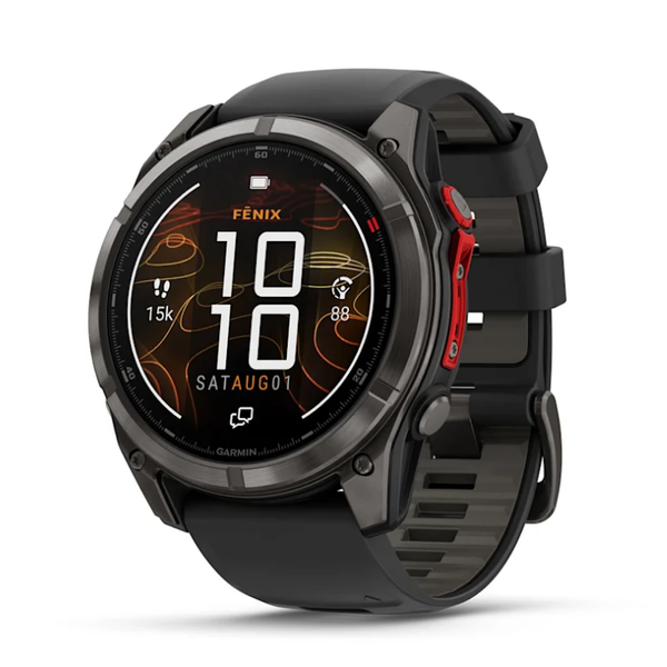 Garmin Fenix ​​8 Pro (51mm) MicroLED Sapphire Smartwatch, Carbon Gray DLC Titanium with Black/Gray Silicone Strap