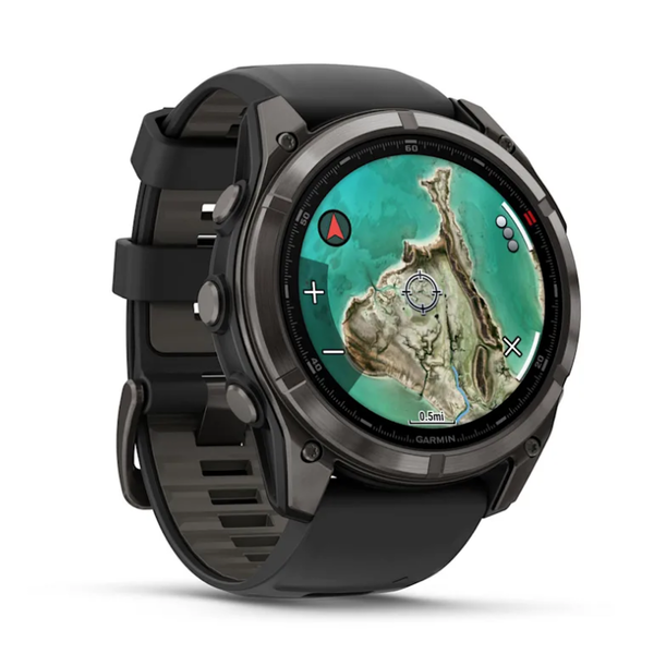 Garmin Fenix ​​8 Pro (51mm) MicroLED Sapphire Smartwatch, Carbon Gray DLC Titanium with Black/Gray Silicone Strap