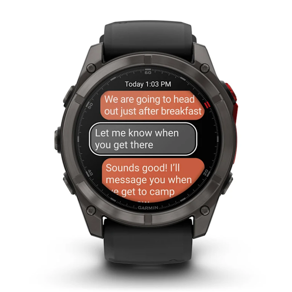 Garmin Fenix ​​8 Pro (51mm) MicroLED Sapphire Smartwatch, Carbon Gray DLC Titanium with Black/Gray Silicone Strap