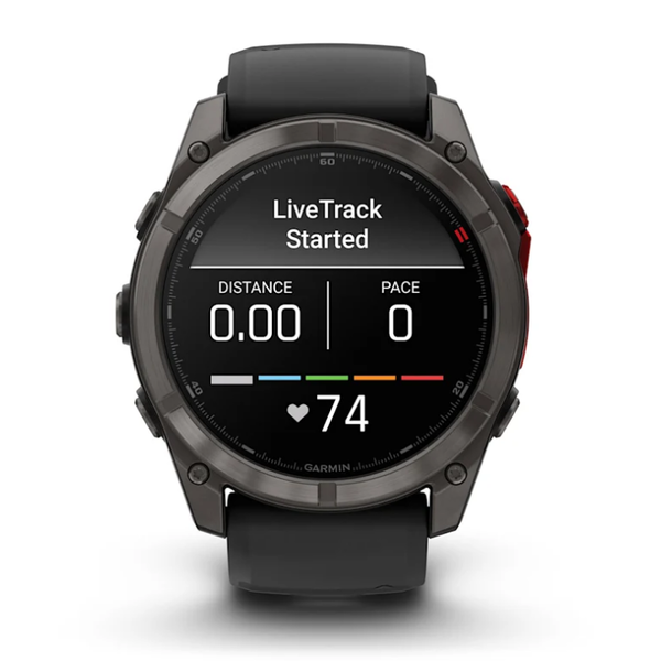 Garmin Fenix ​​8 Pro (51mm) MicroLED Sapphire Smartwatch, Carbon Gray DLC Titanium with Black/Gray Silicone Strap