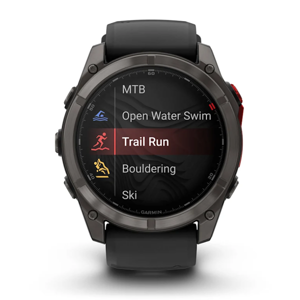 Garmin Fenix ​​8 Pro (51mm) MicroLED Sapphire Smartwatch, Carbon Gray DLC Titanium with Black/Gray Silicone Strap