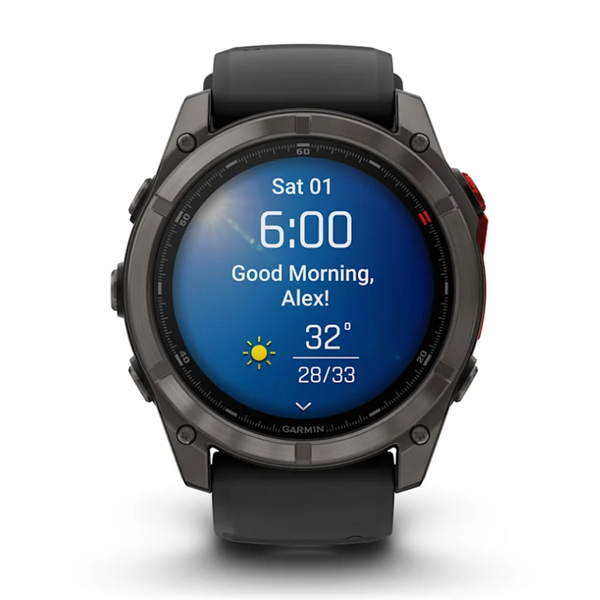 Garmin Fenix ​​8 Pro (51mm) MicroLED Sapphire Smartwatch, Carbon Gray DLC Titanium with Black/Gray Silicone Strap