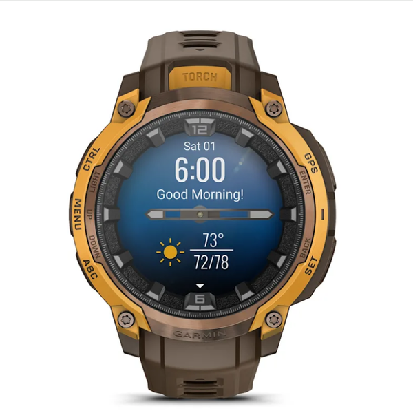 Смарт-годинник Garmin Instinct Crossover AMOLED кольору бронза/сонячний промінь