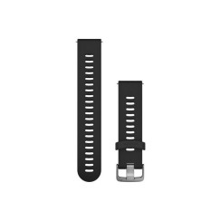 Ремінець Garmin для годинника Forerunner 245/645/Vivoactive/Vivomove (20 мм) силіконовий чорний із сріблястою застібкою