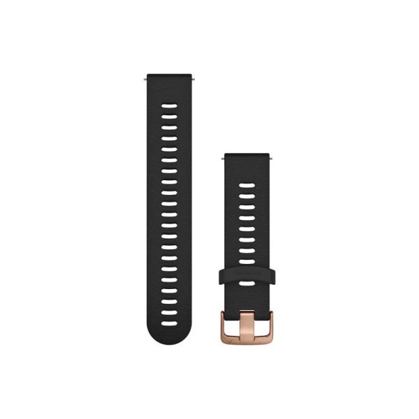 Ремінець Garmin для годинника Forerunner 245/645/Vivoactive/Vivomove (20 мм), чорний силікон із застібкою кольору рожевого золота