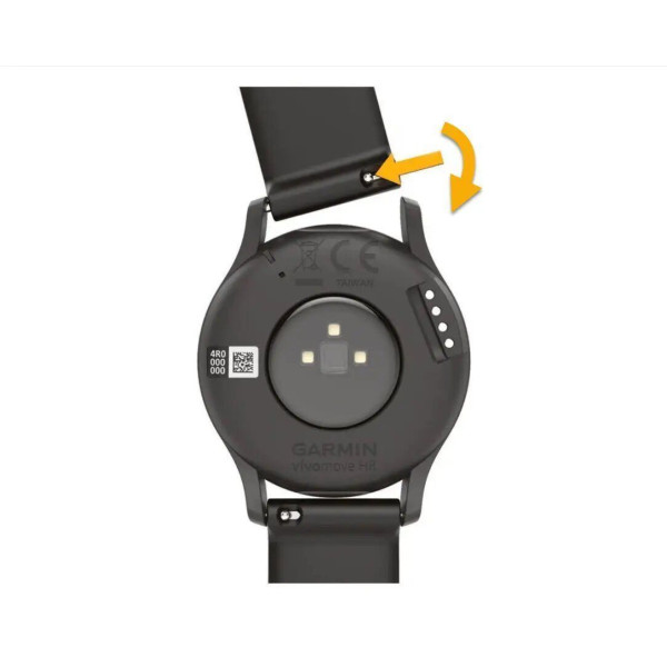 Ремінець Garmin для годинника Forerunner 255s (18 мм), чорний з сріблястою застібкою