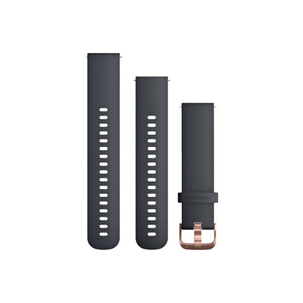 Ремінець Garmin для Venu Sq/Forerunner 245/645/Vivoactive 3/Vivomove (20 мм) силіконовий темно-синій із застібкою кольору рожевого золота