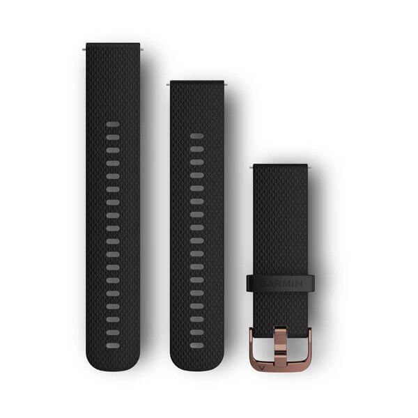 Ремінець Garmin для годинника Forerunner 245/645/Vivoactive/Vivomove (20 мм) силіконовий чорний/рожеве золото, фактура \