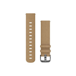 Garmin Venu Sq/Forerunner 245/645/Vivoactive 3/Vivomove 20mm Strap, Light Brown Leather with Dark Buckle
