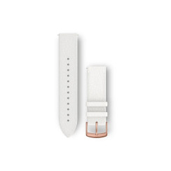 Garmin Venu Sq/Forerunner 245/645/Vivoactive 3/Vivomove 20mm Watch Strap, White Leather, Gold Buckle