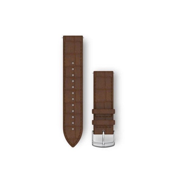 Ремінець Garmin для Venu Sq/Forerunner 245/645/Vivoactive 3/Vivomove (20 мм), коричнева шкіра, срібляста застібка