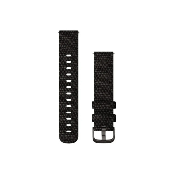 Garmin Venu Sq/Forerunner 245/645/Vivoactive 3/Vivomove 20mm Strap, Black Nylon Band with Gray Buckle