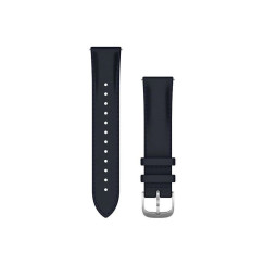 Garmin Venu Sq/Forerunner 245/645/Vivoactive 3/Vivomove 20mm Watch Strap, Navy Leather, Silver Buckle