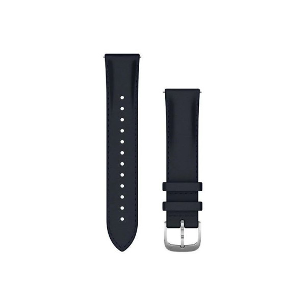 Ремінець Garmin для Venu Sq/Forerunner 245/645/Vivoactive 3/Vivomove (20 мм), темно-синя шкіра, срібляста застібка