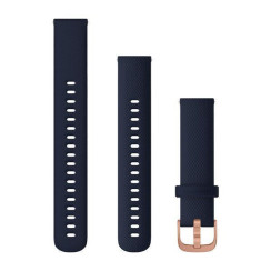 Garmin 18mm Venu, Vívoactive, Forerunner Watch Band in Navy Blue with Rose Gold Buckle