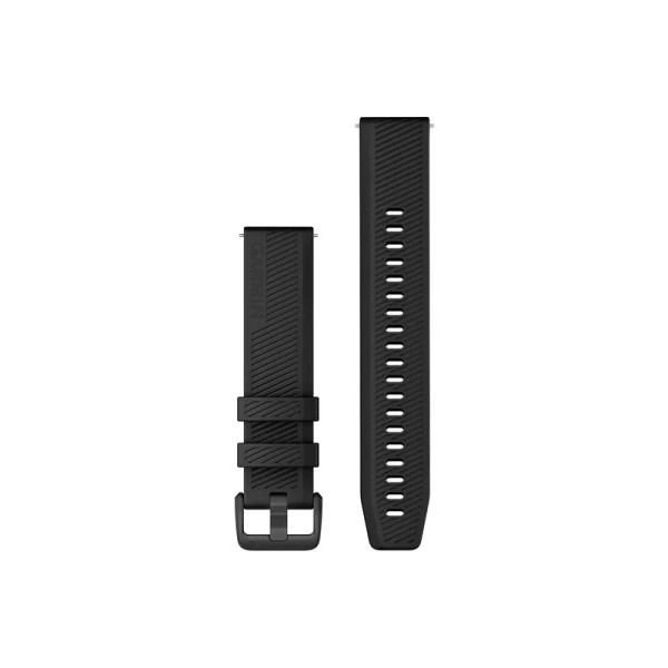 Ремінець Garmin для годинника Forerunner 245/645/Vivoactive/Vivomove (20 мм) силіконовий чорний з чорною застібкою