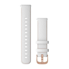 Garmin 18mm leather strap for Venu, Vívoactive, and Forerunner watches in white with a rose gold clasp