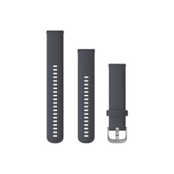 Garmin Venu Sq/Forerunner 245/645/Vivoactive 3/Vivomove 20mm Silicone Strap, Dark Blue, Silver Buckle
