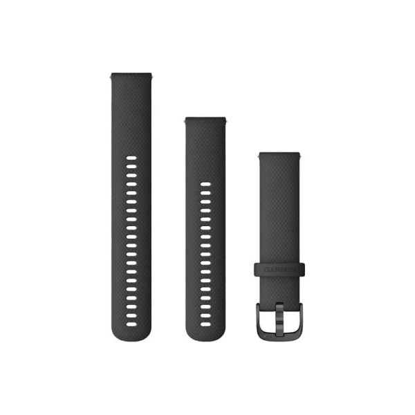 Ремінець Garmin для Venu Sq/Forerunner 245/645/Vivoactive 3/Vivomove (20 мм) силіконовий чорний із сірою застібкою