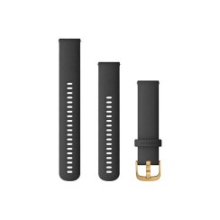 Garmin strap for Venu Sq/Forerunner 245/645/Vivoactive 3/Vivomove (20 mm) silicone black with gold clasp