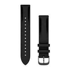 Garmin 18mm Leather Watch Band for Venu, Vívoactive, Forerunner - Black with Slate Hardware
