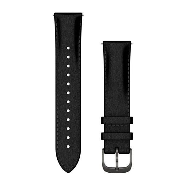 Garmin 20mm Leather Watch Band for Venu, Vívoactive, Forerunner, and More - Black with Slate Hardware