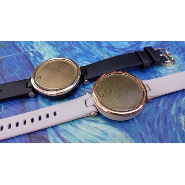 Ремінець Garmin Lily (14 мм), сіро-бежева італійська шкіра, темно-коричнева застібка (великий)